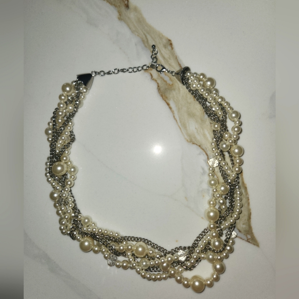 Layered Pearl Statement Necklace